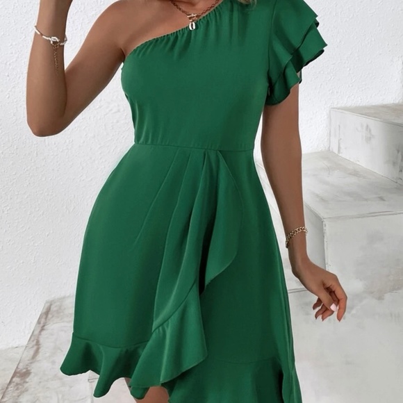 Dresses & Skirts - One Shoulder Butterly Sleeve Wrap Dress
